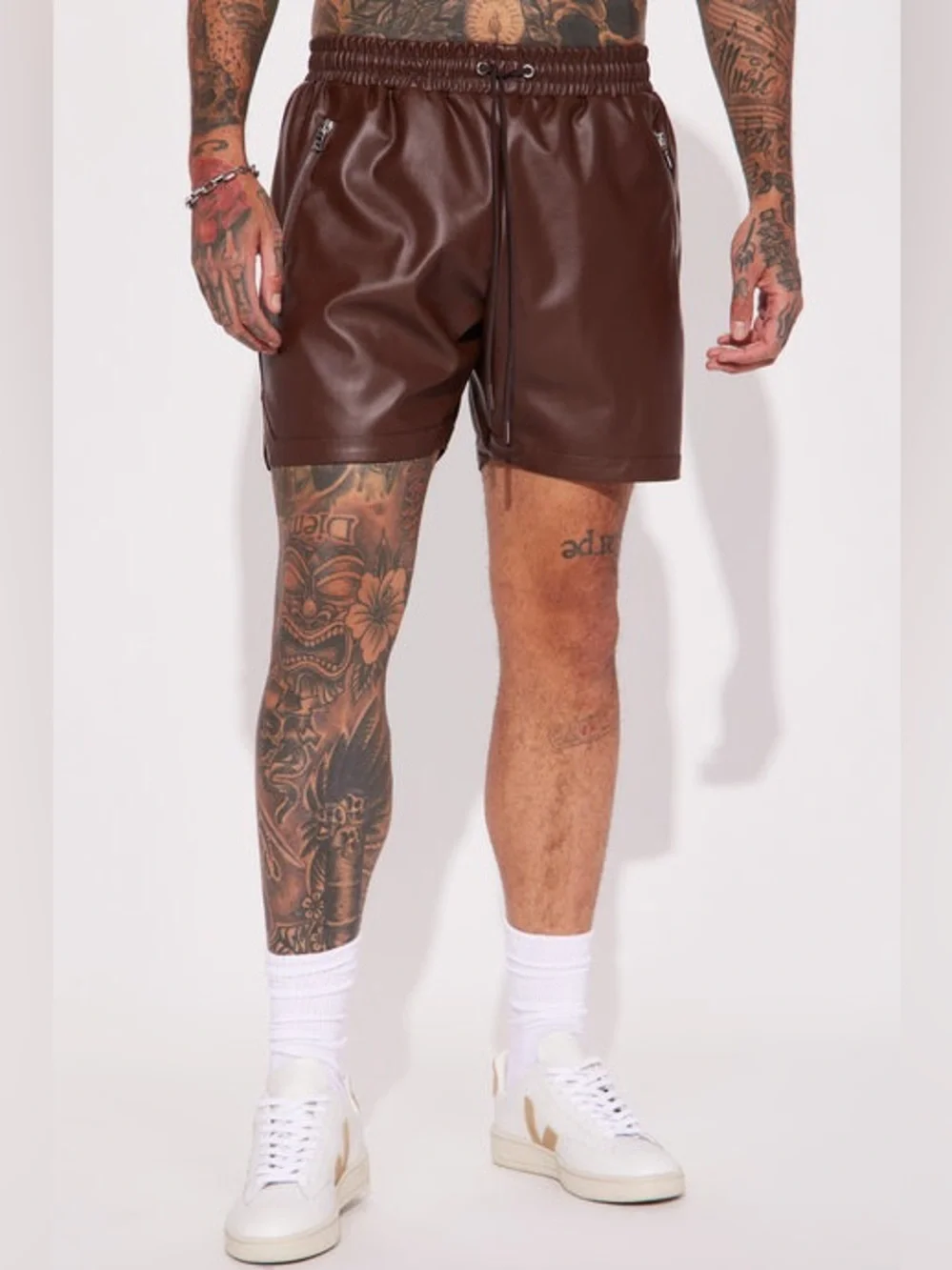 Slam Dunk Faux Leather Shorts - Chocolate